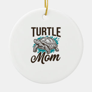 Turtle Mom Vintage-Stichvektor-Design_1 Keramik Ornament