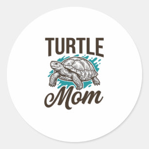 Turtle Mom Vintage-Stichvektor-Design_1 Runder Aufkleber