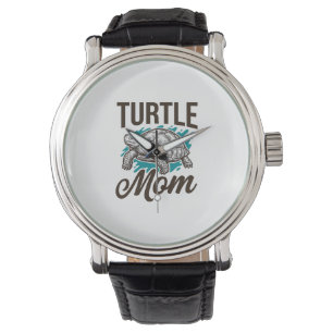 Turtle Mom Vintage-Stichzeichnung Vektor Design_1 Armbanduhr