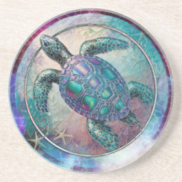 Turtle Mosaik Round Sandstone Untersetzer