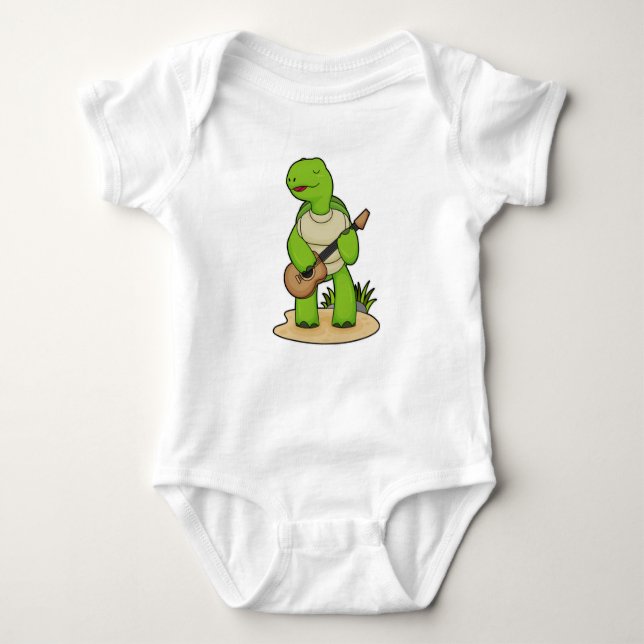 Turtle Musician Gitarre Baby Strampler (Vorderseite)