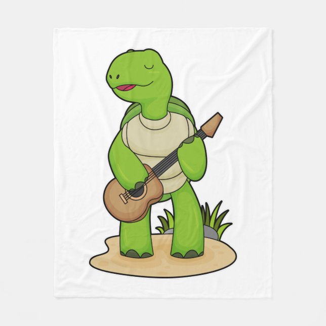 Turtle Musician Gitarre Fleecedecke (Vorderseite)