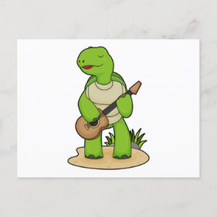 Turtle Musician Gitarre Postkarte