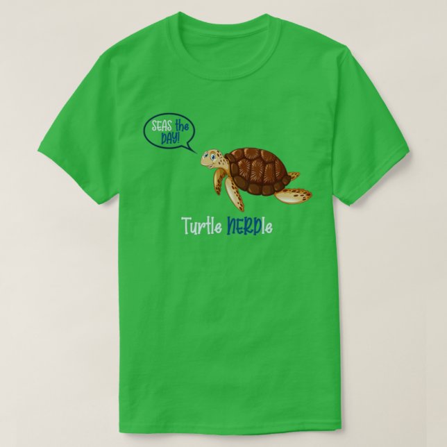 Turtle Nerdle auf Ocean Blue T-Shirt (Design vorne)