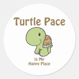Turtle Pace - Happy Place Runder Aufkleber