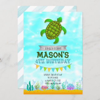 Turtle Party Geburtstagseinladung Einladung