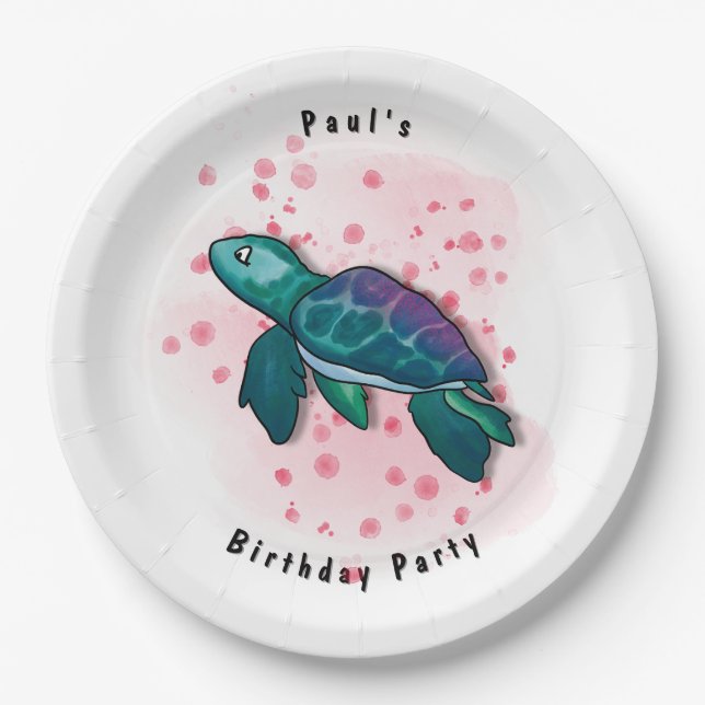 Turtle-Party Pappteller (Vorderseite)