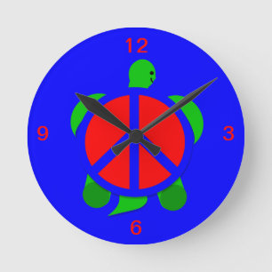 Turtle Peace Clock Runde Wanduhr