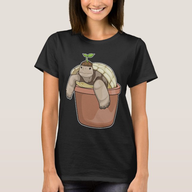 Turtle Pflanze Pot Pflanze T-Shirt (Vorderseite)