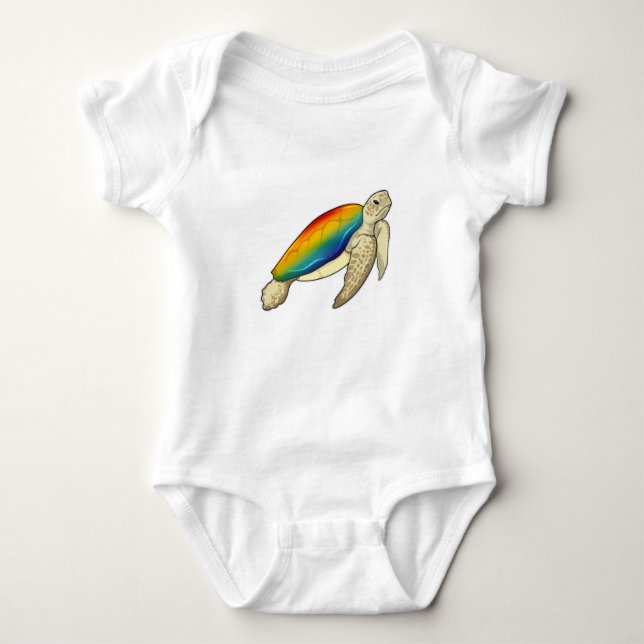 Turtle Rainbow Baby Strampler (Vorderseite)