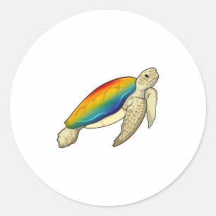 Turtle Rainbow Runder Aufkleber