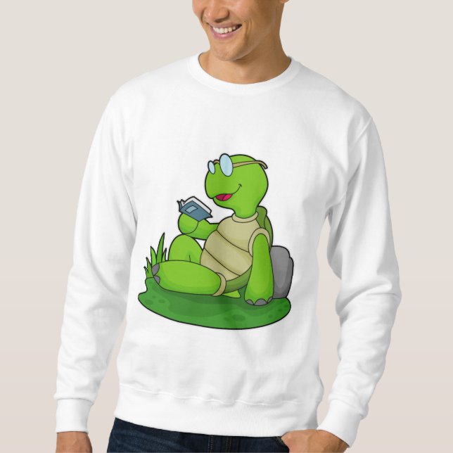 Turtle Reading Book Sweatshirt (Vorderseite)