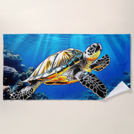 Turtle Reef Glow Design Strandtuch