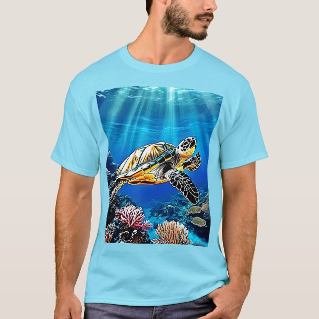 Turtle Reef Glow Design T-Shirt (Vorderseite)