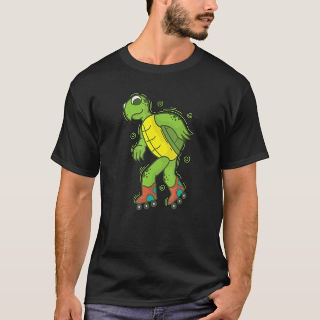 Turtle riding Roller Skates Reptile Water T-Shirt (Vorderseite)