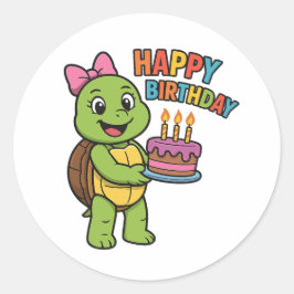 Turtle sagt Alles Gute zum Geburtstag Runder Aufkleber