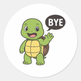 Turtle saying Bye Runder Aufkleber
