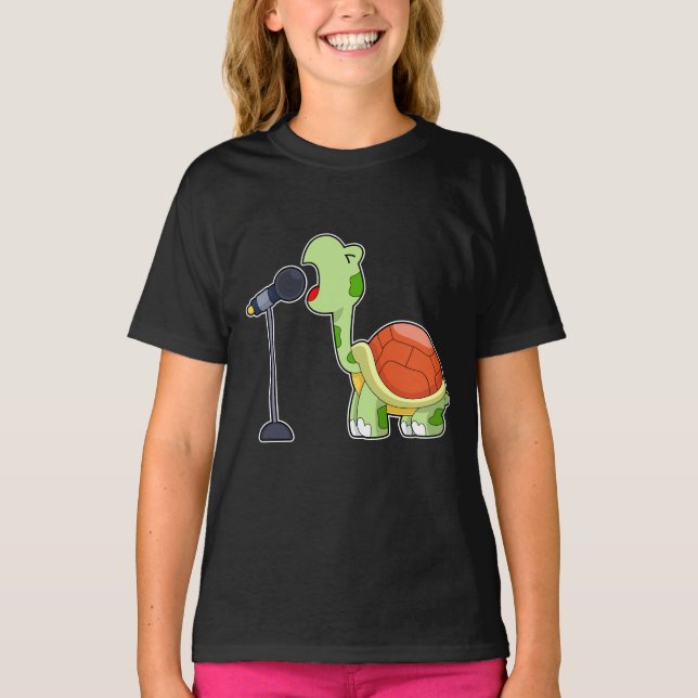 Turtle Singer Microphone Music T-Shirt (Vorderseite)