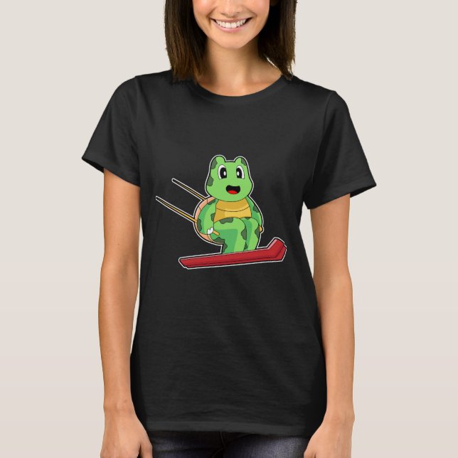 Turtle Ski jumper Ski Winter sports T-Shirt (Vorderseite)