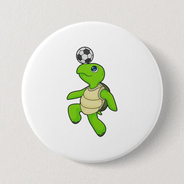 Turtle Soccer Player Soccer Button (Vorderseite)