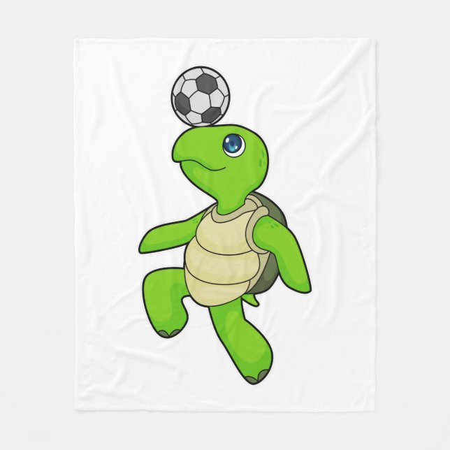Turtle Soccer Player Soccer Fleecedecke (Vorderseite)