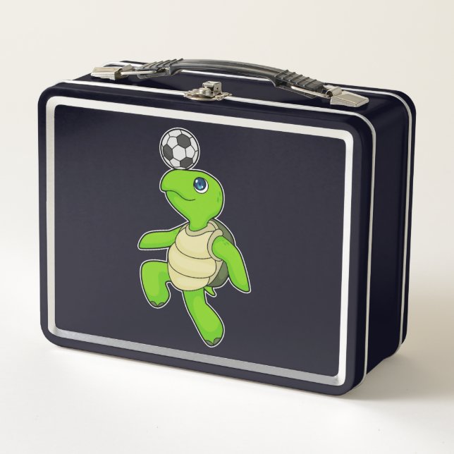 Turtle Soccer Player Soccer Metall Brotdose (Vorderseite)