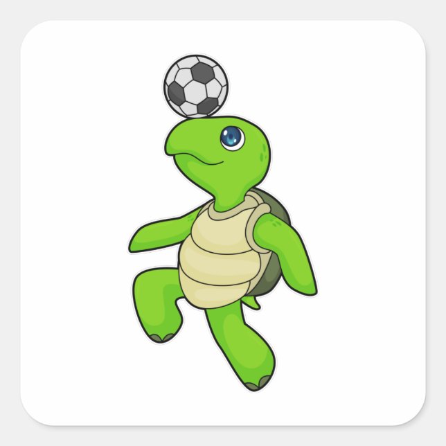 Turtle Soccer Player Soccer Quadratischer Aufkleber (Vorderseite)