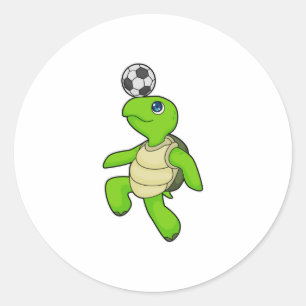 Turtle Soccer Player Soccer Runder Aufkleber