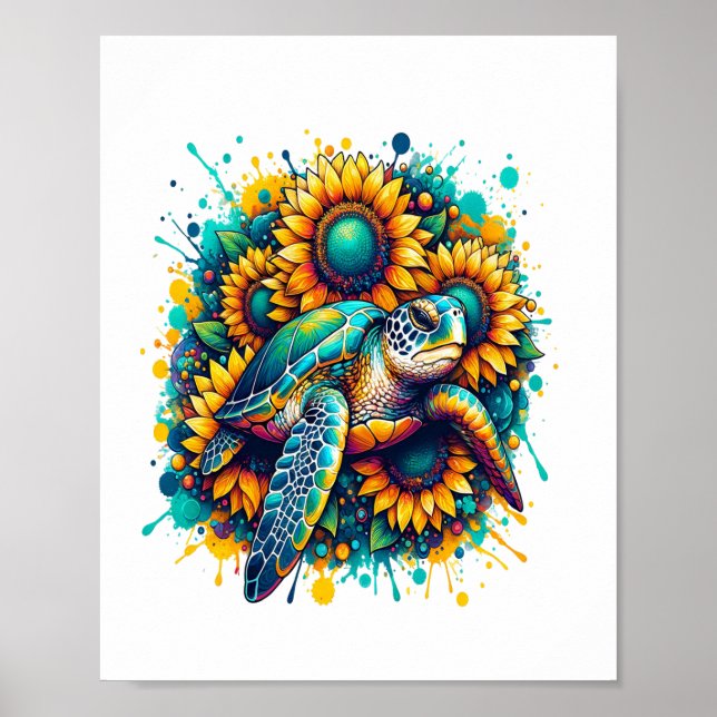 Turtle Sunflower Poster (Vorne)