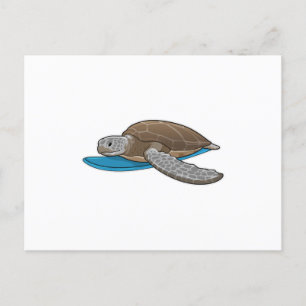 Turtle Surfer Surfbrett Postkarte