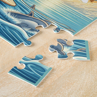 Turtle Surfing Flexibles Foto Kinder Puzzle mit Gi