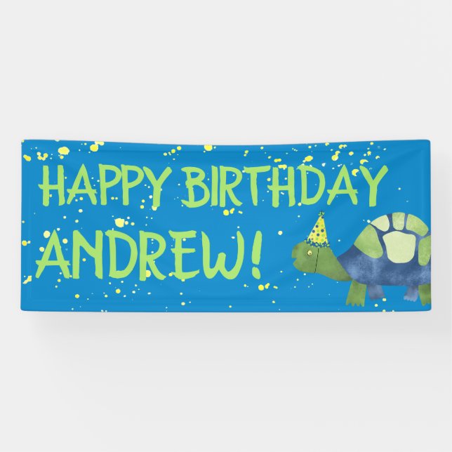 Turtle Tortoise Birthday Party Banner (Horizontal)