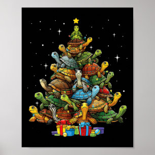 Turtle Tree Christmas Tree Adorable Turtle Christm Poster