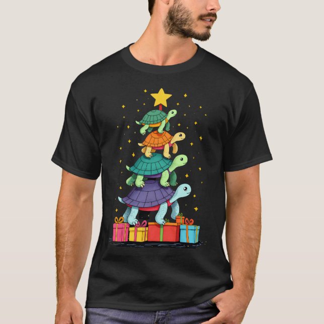 Turtle Tree Weihnachtsbaum Adorable Turtle Christm T-Shirt (Vorderseite)