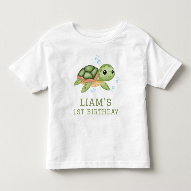 Turtle Under the sea first birthday Kleinkind T-shirt (Vorderseite)