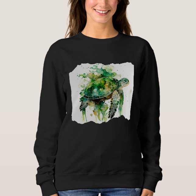 Turtle Watercolor Artwork Sweatshirt (Vorderseite)