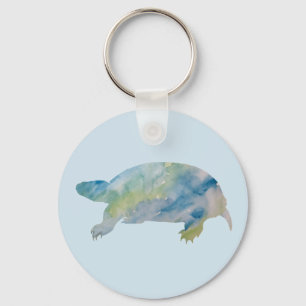 Turtle Watercolor Button Schlüsselanhänger