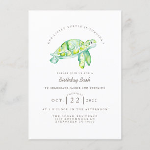 Turtle Watercolor   Ocean Life Birthday Einladung