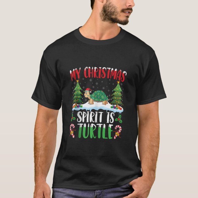 Turtle Wear Weihnachtsmannmütze Weihnachtsgeist is T-Shirt (Vorderseite)
