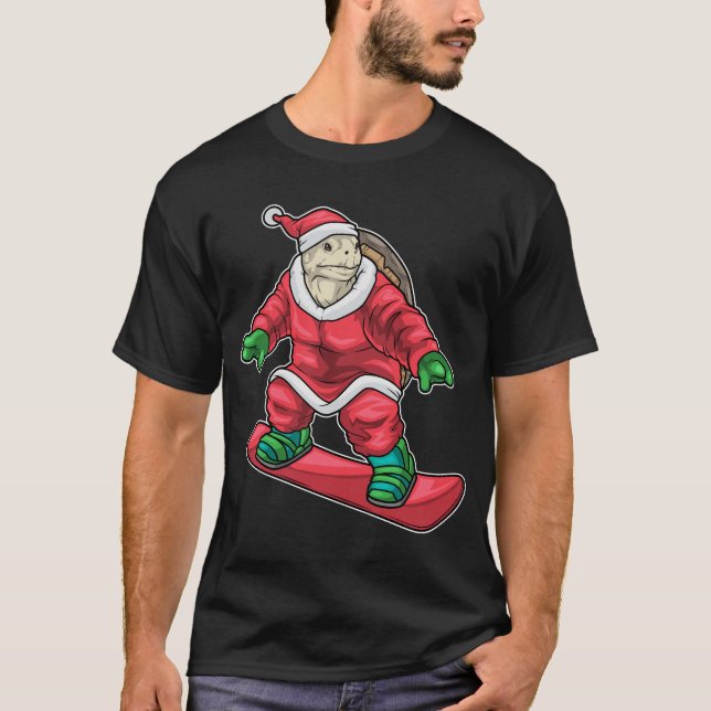 Turtle-Weihnachts-Skateboard T-Shirt (Vorderseite)