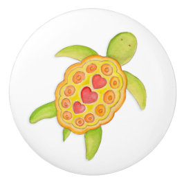 Turtle whimsical Aquarell Art Türknauf Keramikknauf