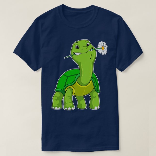 Turtle with Flower Daisy T-Shirt (Design vorne)