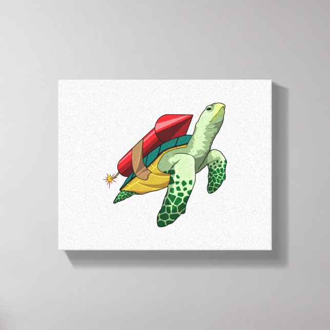 Turtle with Rocket Leinwanddruck (Vorderseite)