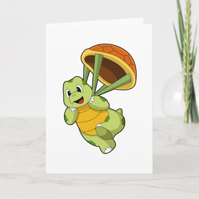 Turtle with Shell as Skydiver Karte (Vorderseite)