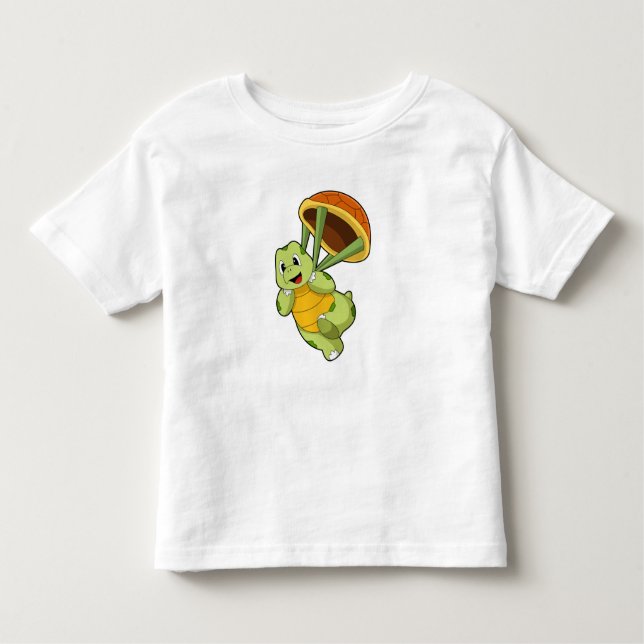 Turtle with Shell as Skydiver Kleinkind T-shirt (Vorderseite)