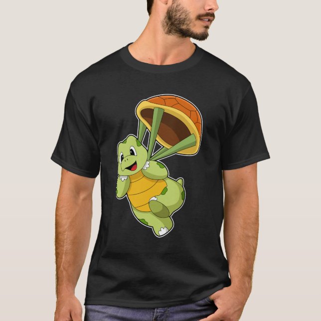 Turtle with Shell as Skydiver T-Shirt (Vorderseite)