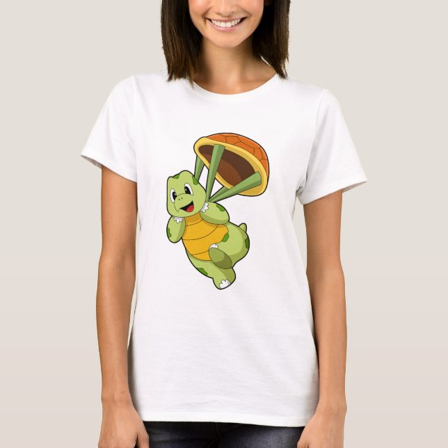 Turtle with Shell as Skydiver T-Shirt (Vorderseite)