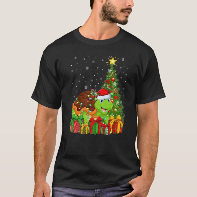 Turtle  Xmas Holiday Santa Turtle Christmas Tree T-Shirt (Vorderseite)