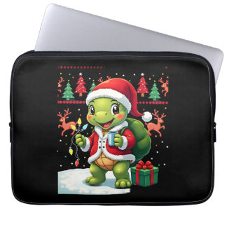 Turtle Xmas Lights Ugly Santa Turtle Christmas Tan Laptopschutzhülle