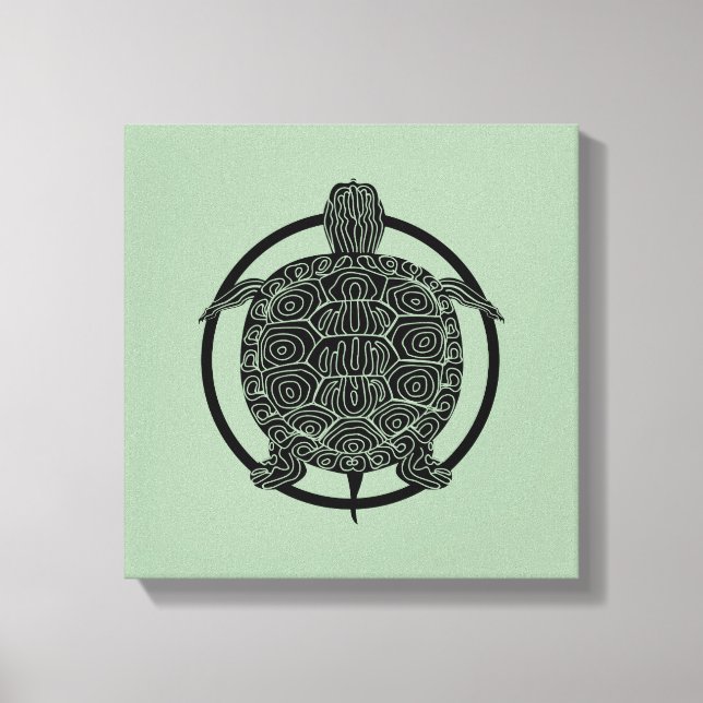 Turtle Zeichn - Wildlife Circle Series Leinwanddruck (Vorderseite)
